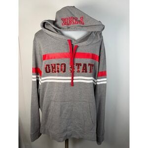 PINK Victoria's Secret Ohio State University Sequin Hoodie Gray Red Large